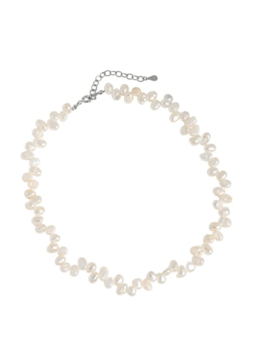 Xa429 [white gold] 925 Sterling Silver Freshwater Pearl Geometric Bohemia Necklace